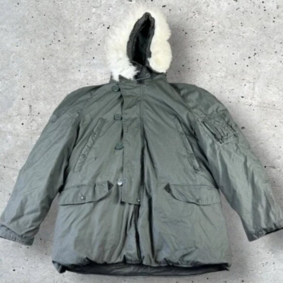 N-3B US Air Force Flying Parka Snorkel Jacket Sz Large Vtg 80s Military USA USAF